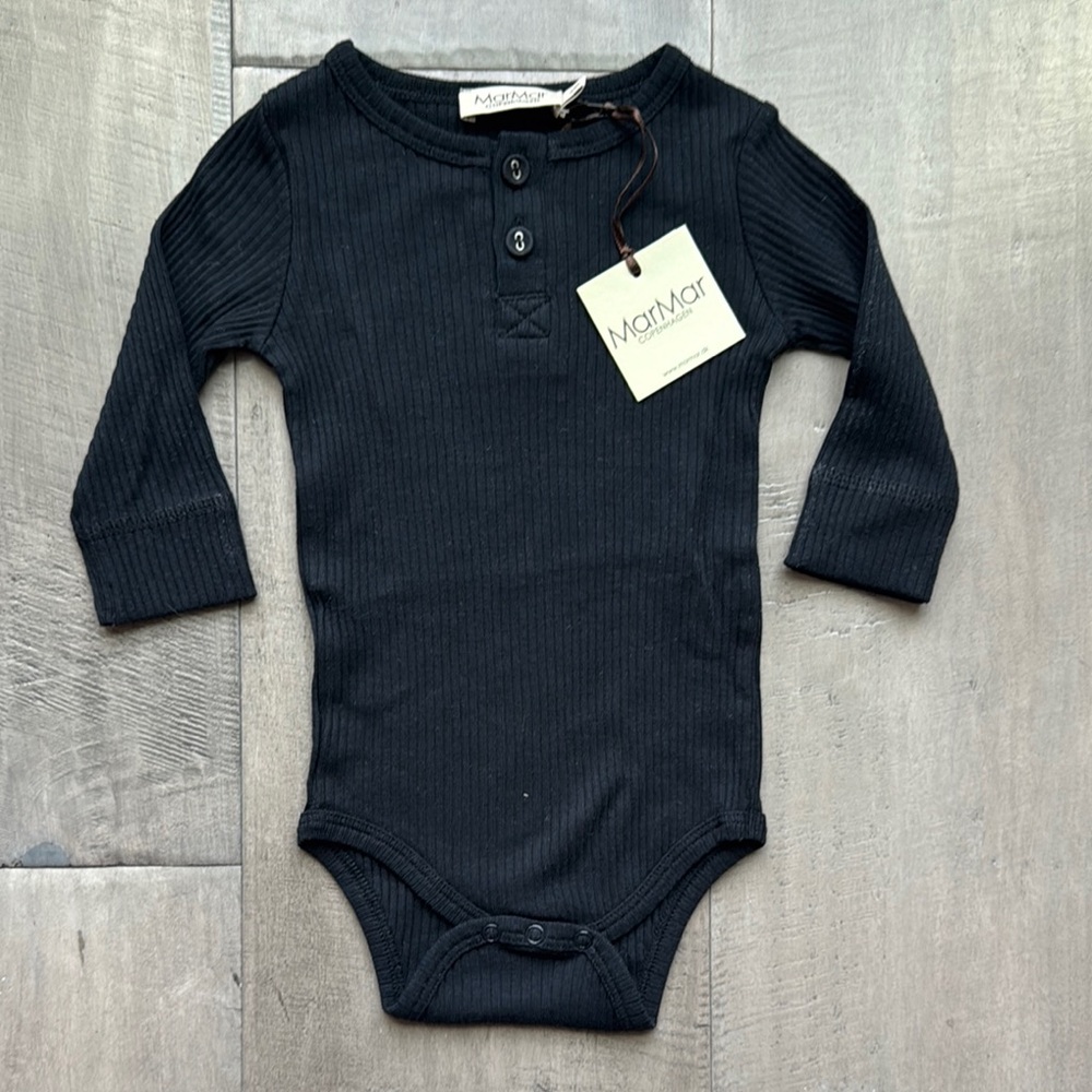 Black Long Sleeve Bodysuit One Piece Organic Cotton